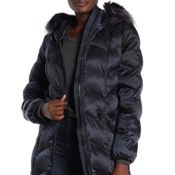 Kensie Faux fur lined hoodie quilted coat 003 - Picture 7 of 7
